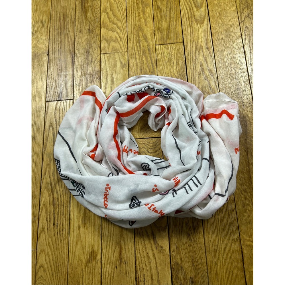 Old Navy New York City Map Scarf White Red Black Travel‎ Souvenir